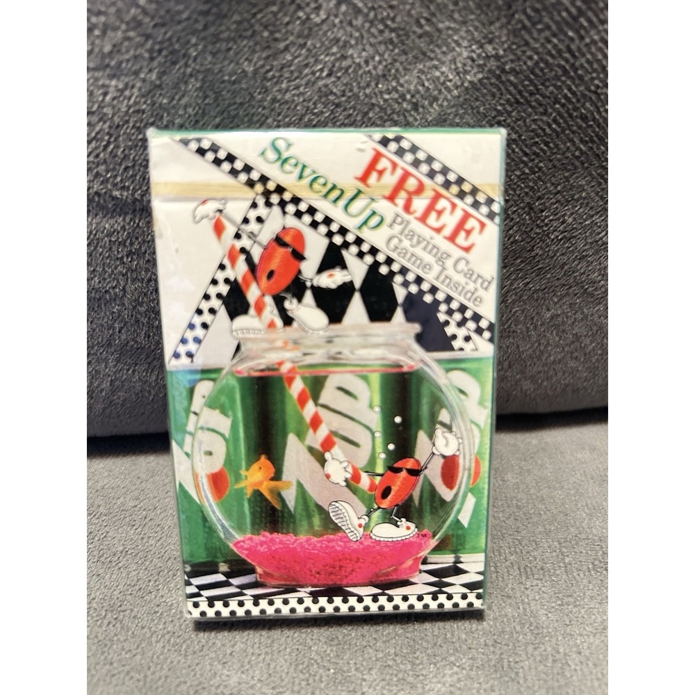 Vintage 7UP Playing Cards Sealed Deck Free Game Inside Fish Bowl Advertising